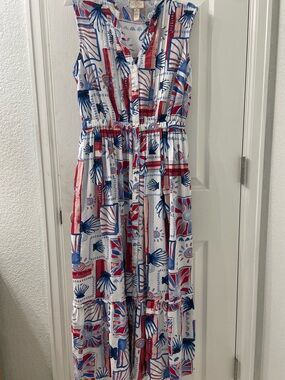 St. John's Bay Red, White & Blue Printed Sleeveless maxi Dress